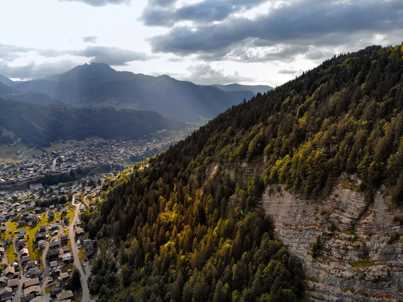 Hillside town in evening light